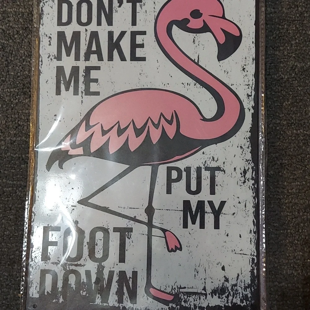 Flamingo Metal Sign 8x12
